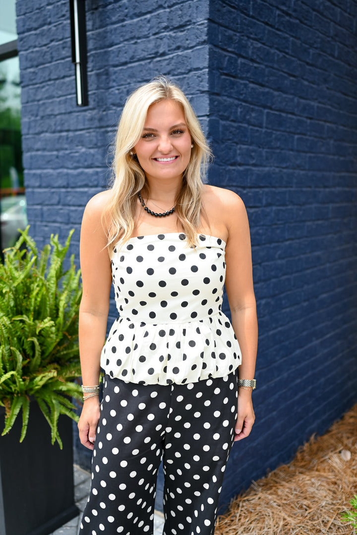 Polkadot Strapless Bubble Top