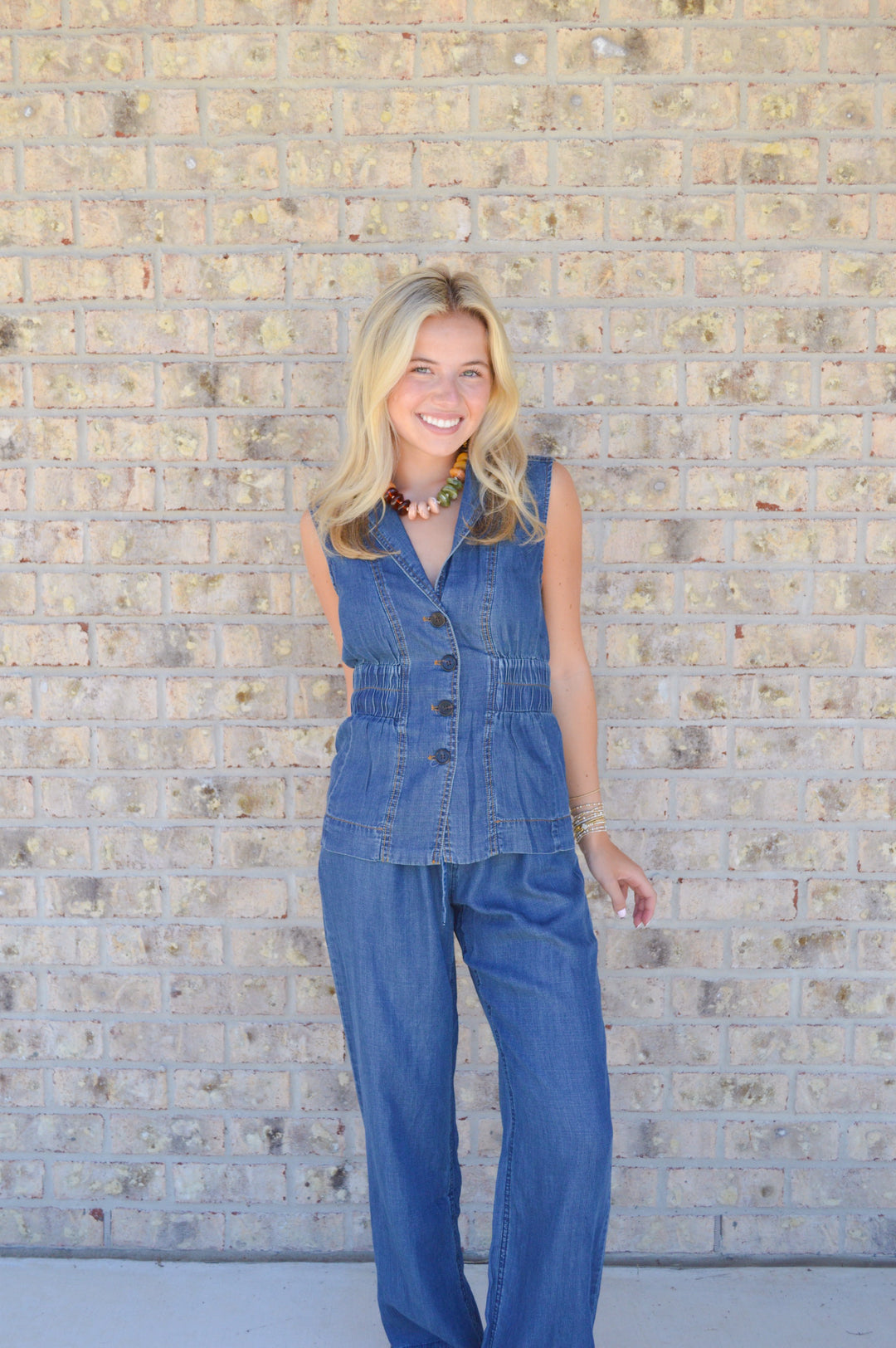 Navy Wash Pant Set