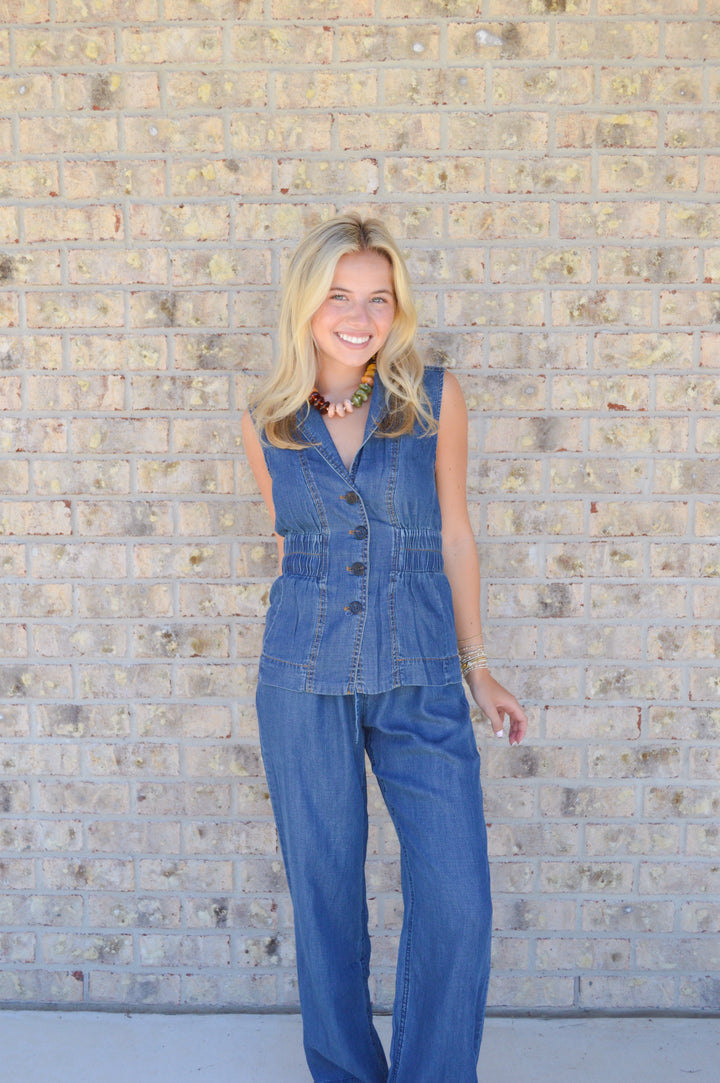 Navy Wash Pant Set