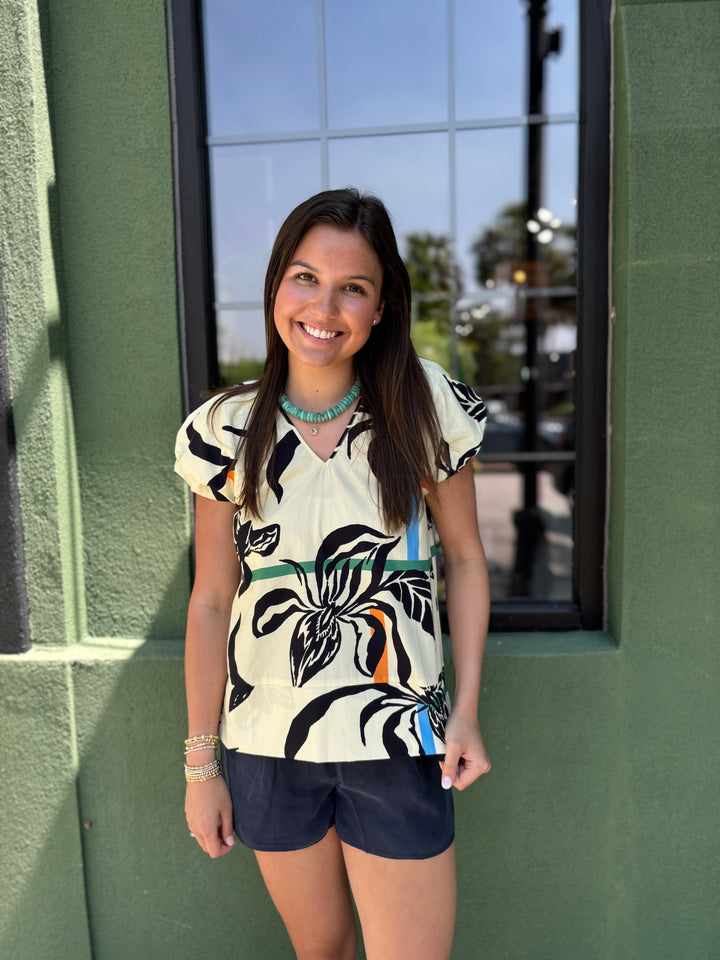 Ada Blouse in Floral Stripes