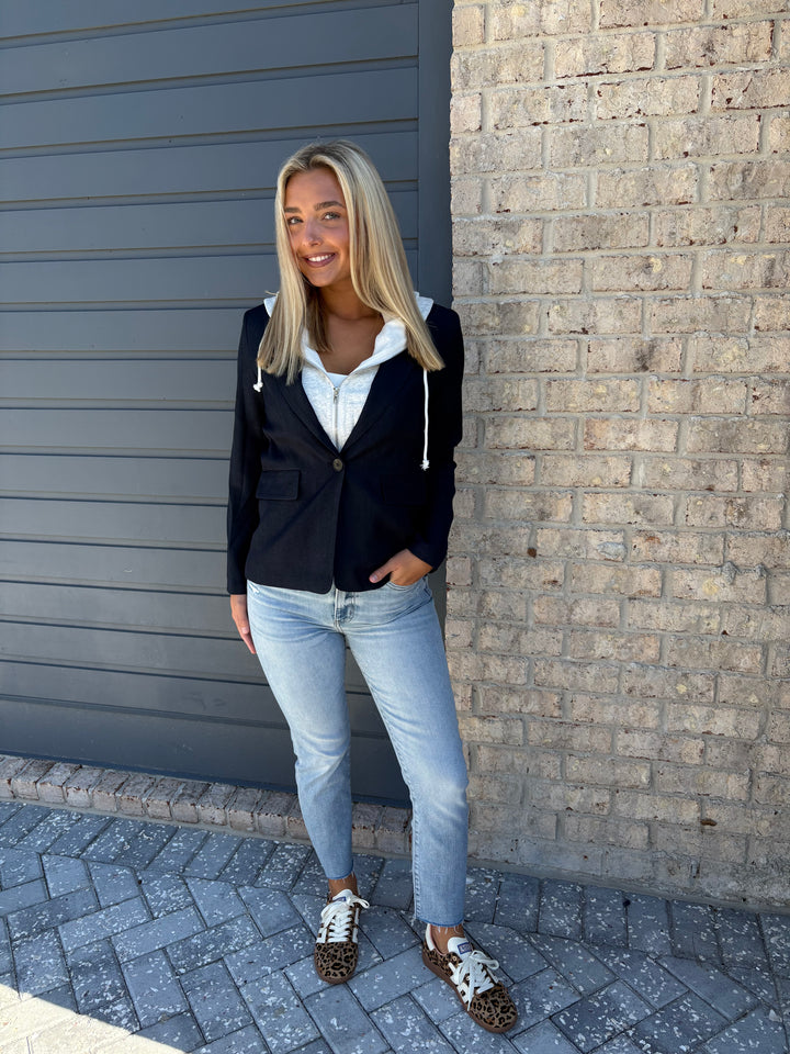 Navy Sweatshirt Blazer