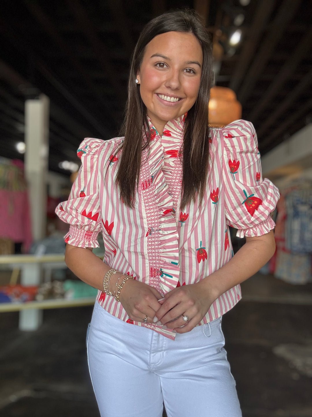 Stripe Ruffle Poppy Top