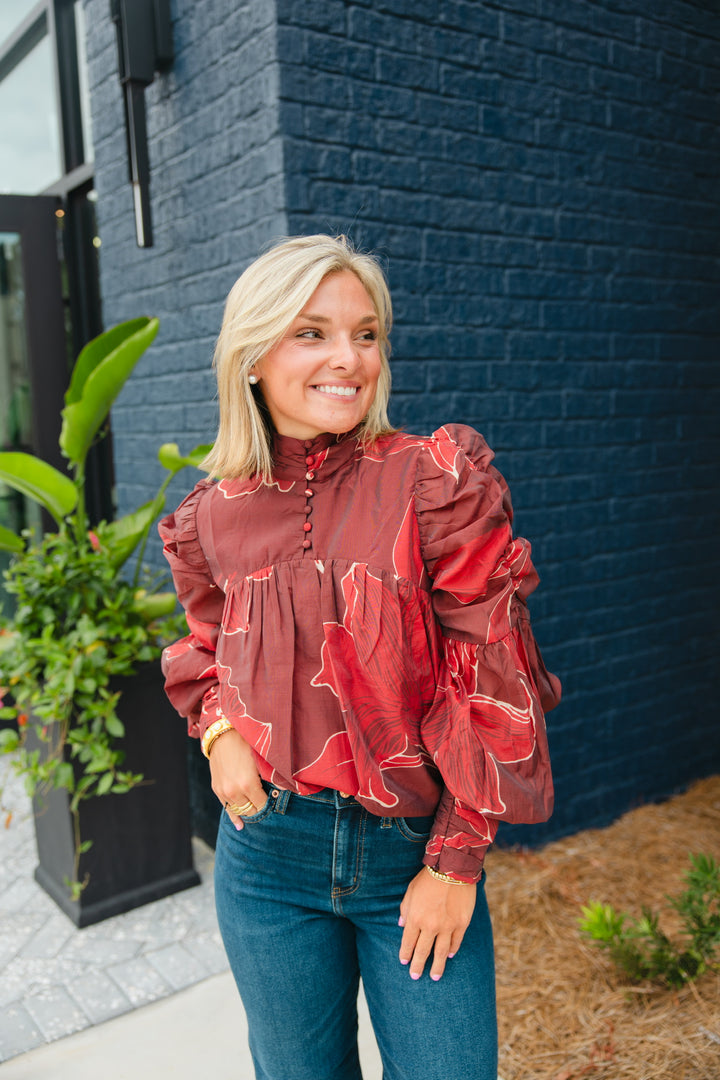 Burgundy Long Sleeve Top