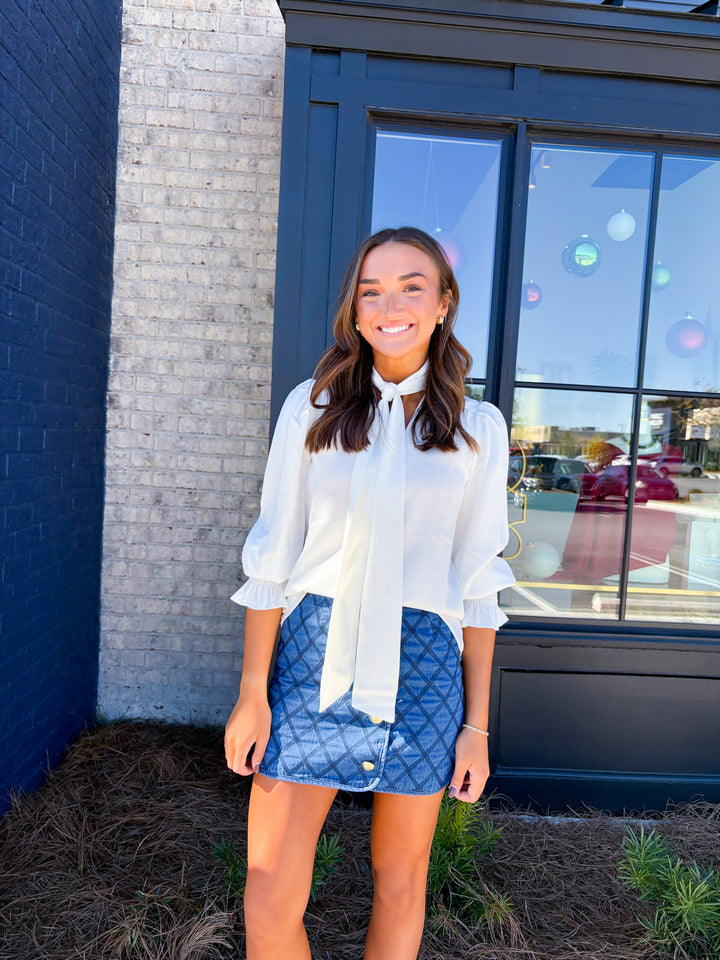 Denim Stitch Mini Skirt