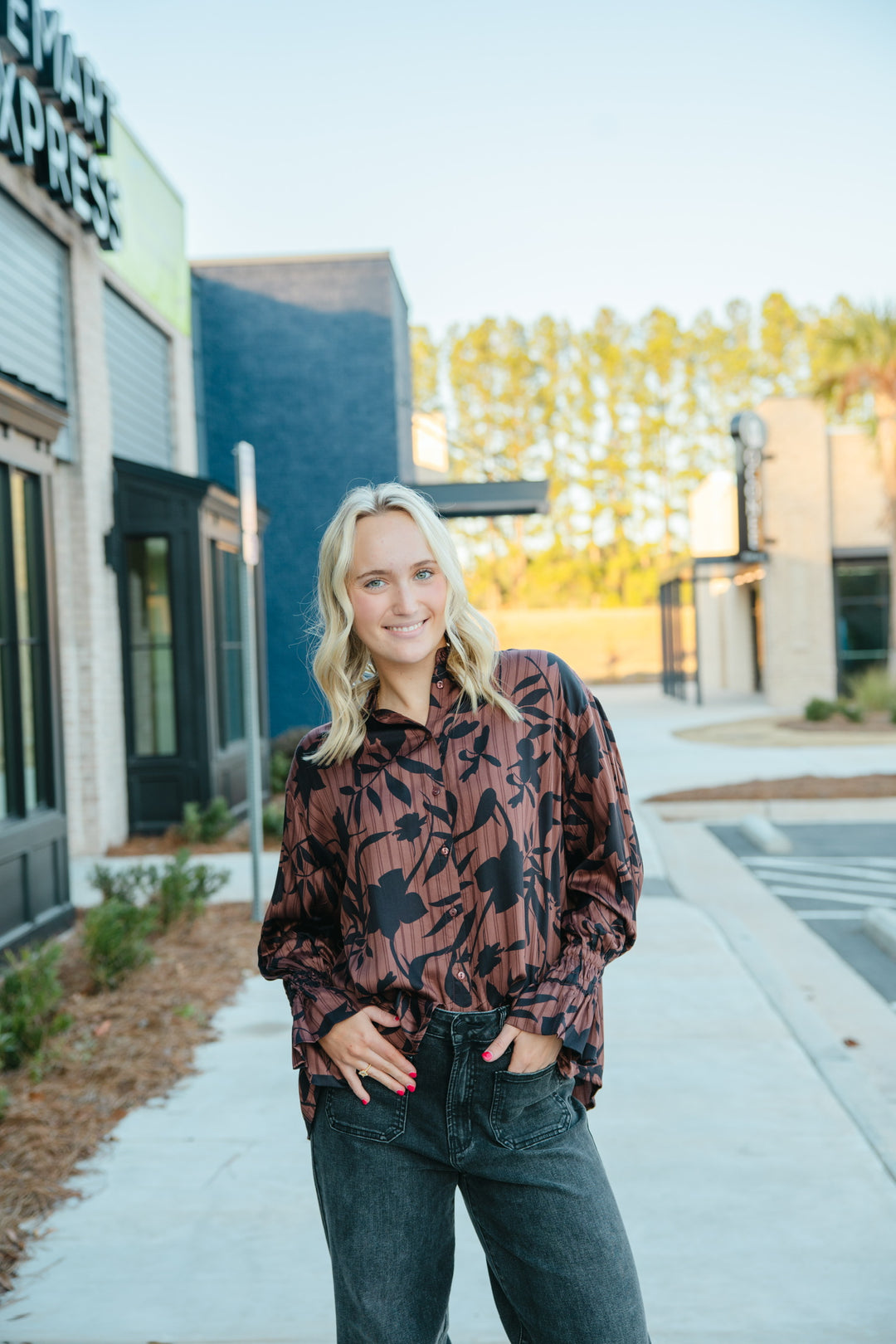 Foliage Button Down Top