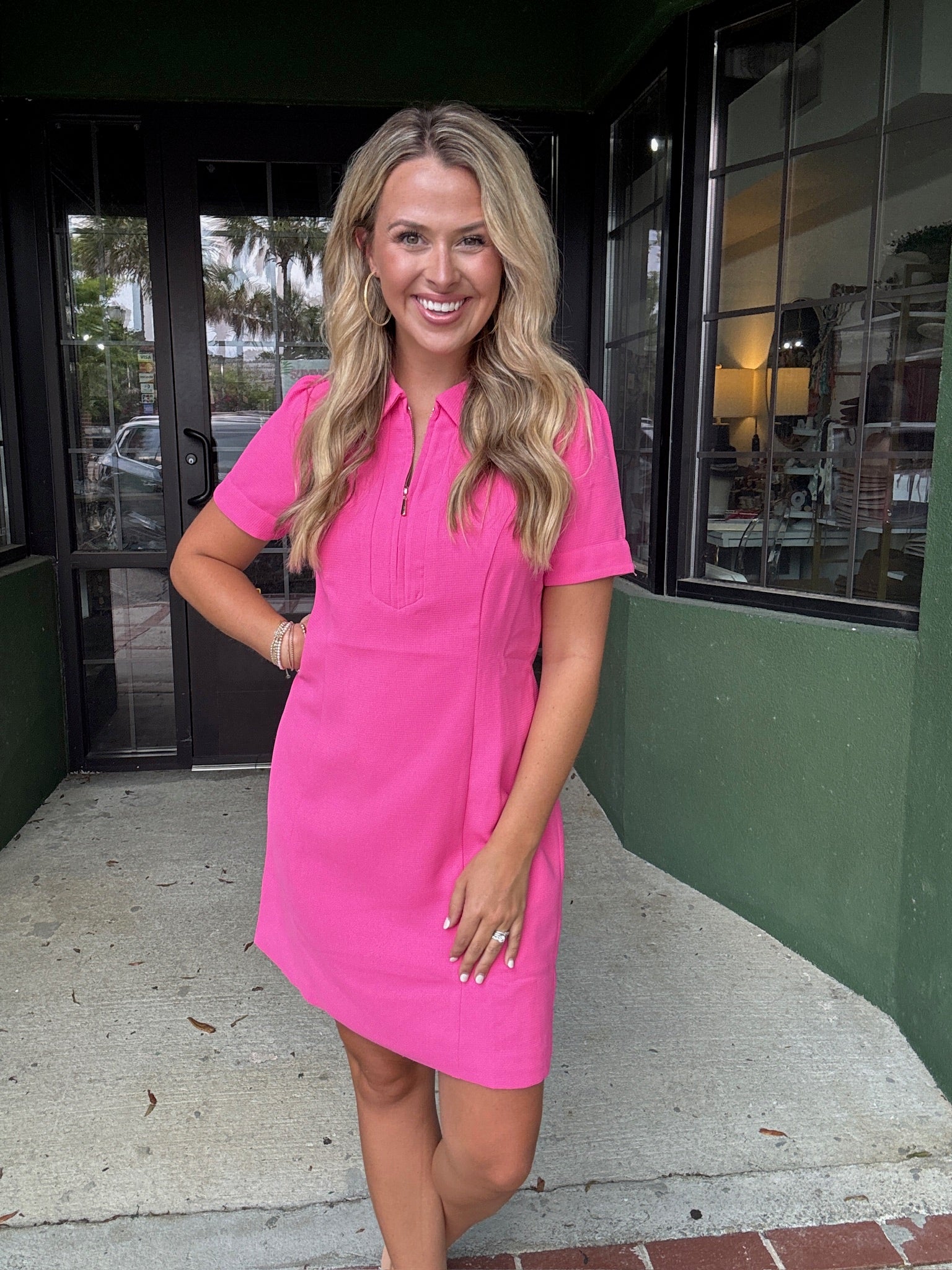 Pink Front Zip Dress