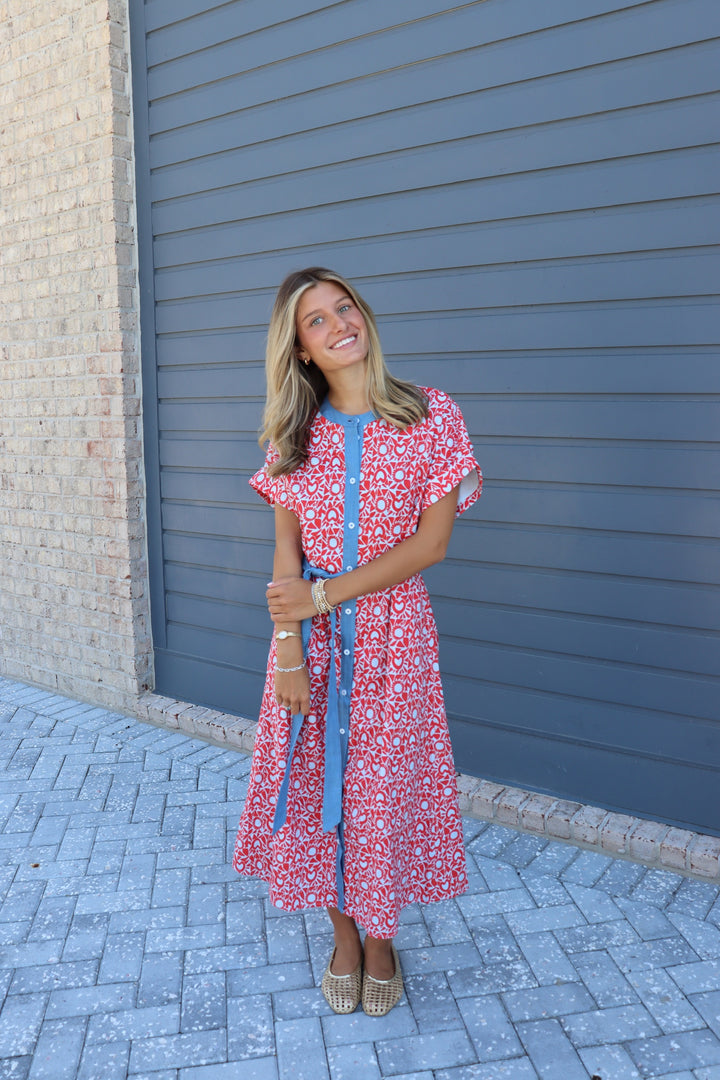 Red Blue and Patterned Dress