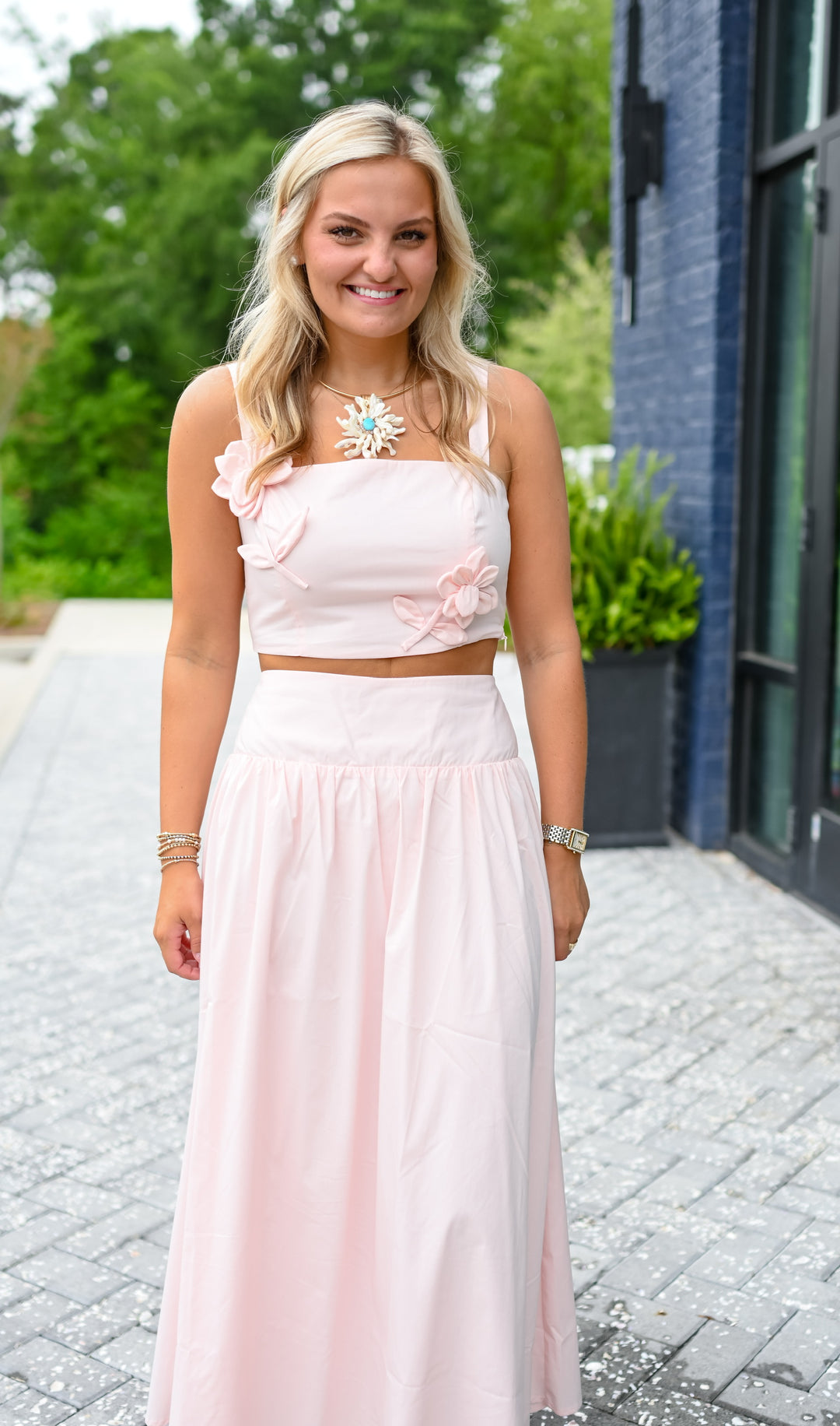 Soft Pink Maxi Skirt Set