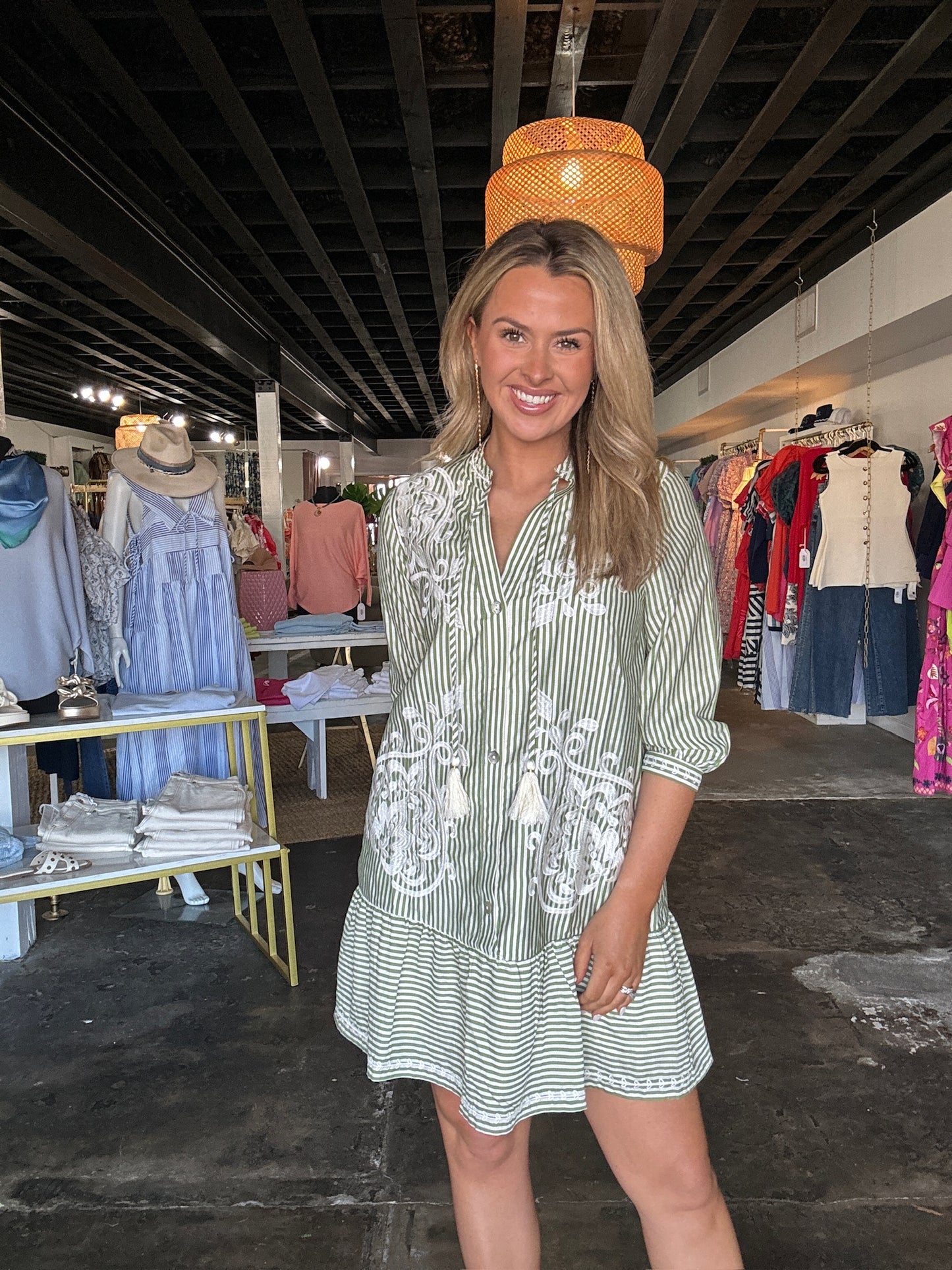 Green Striped Dress