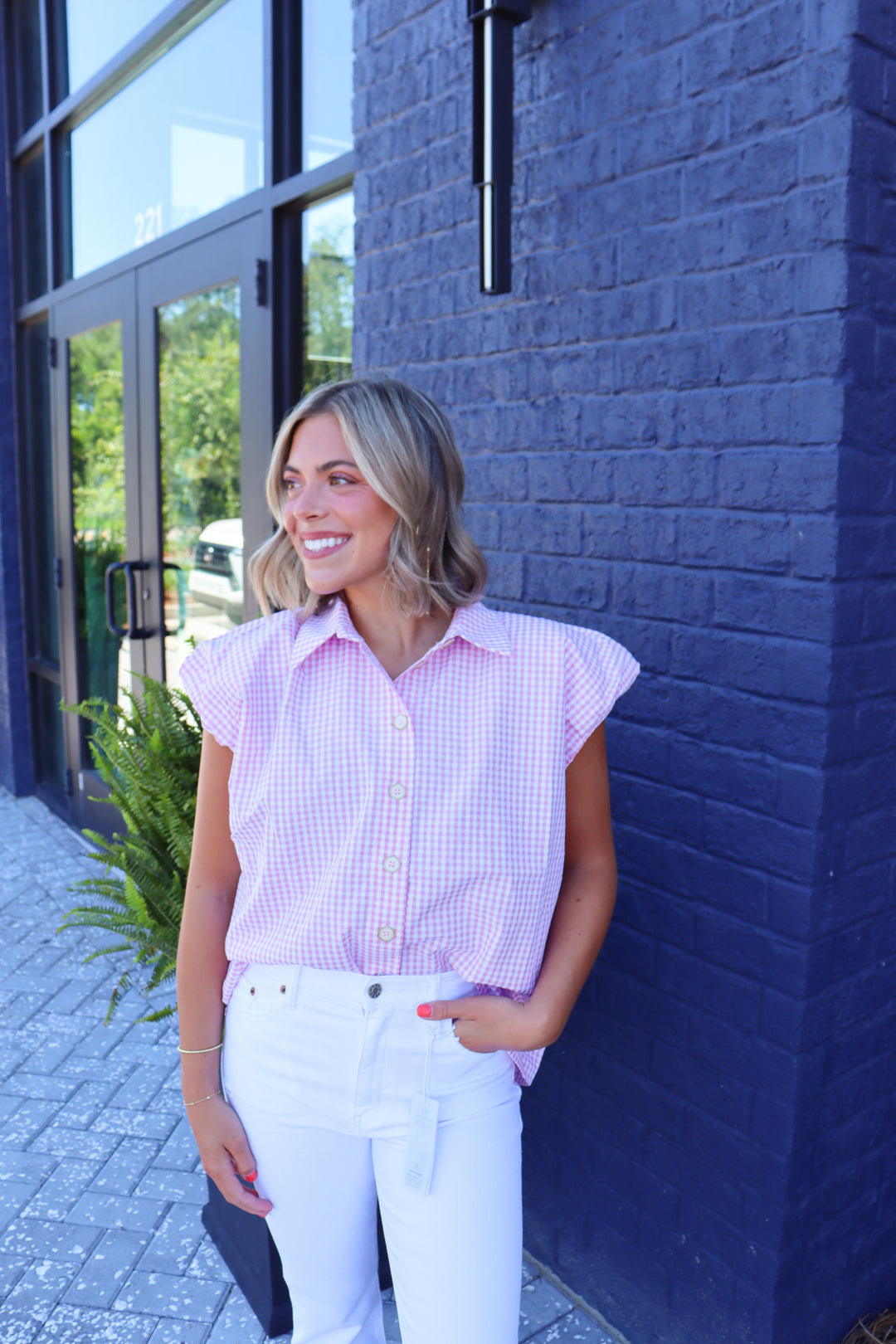 Pink Gingham Top