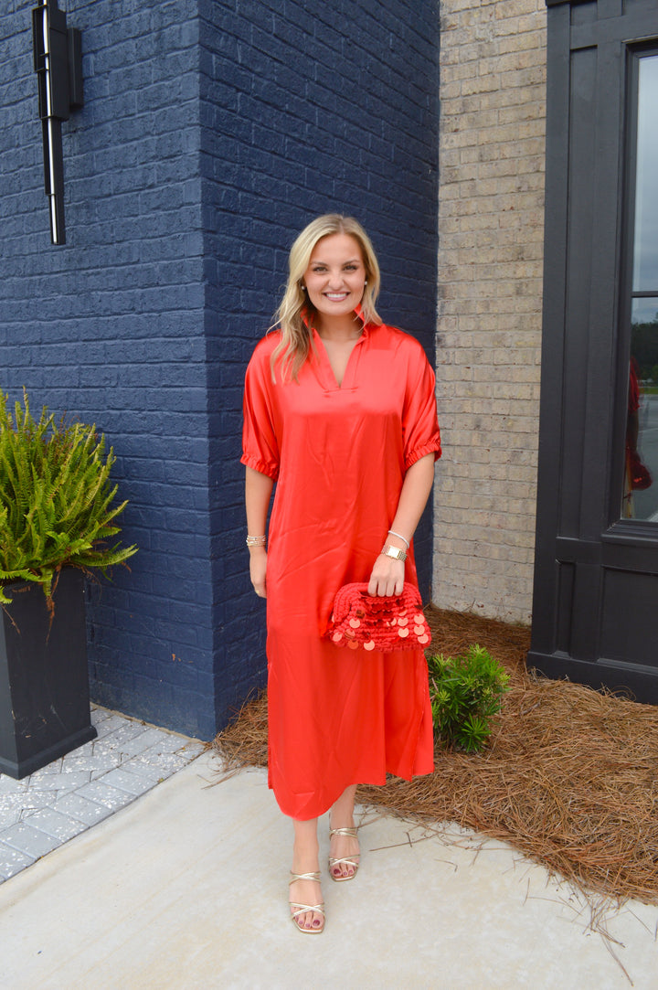 Blakely Midi Dress in Red