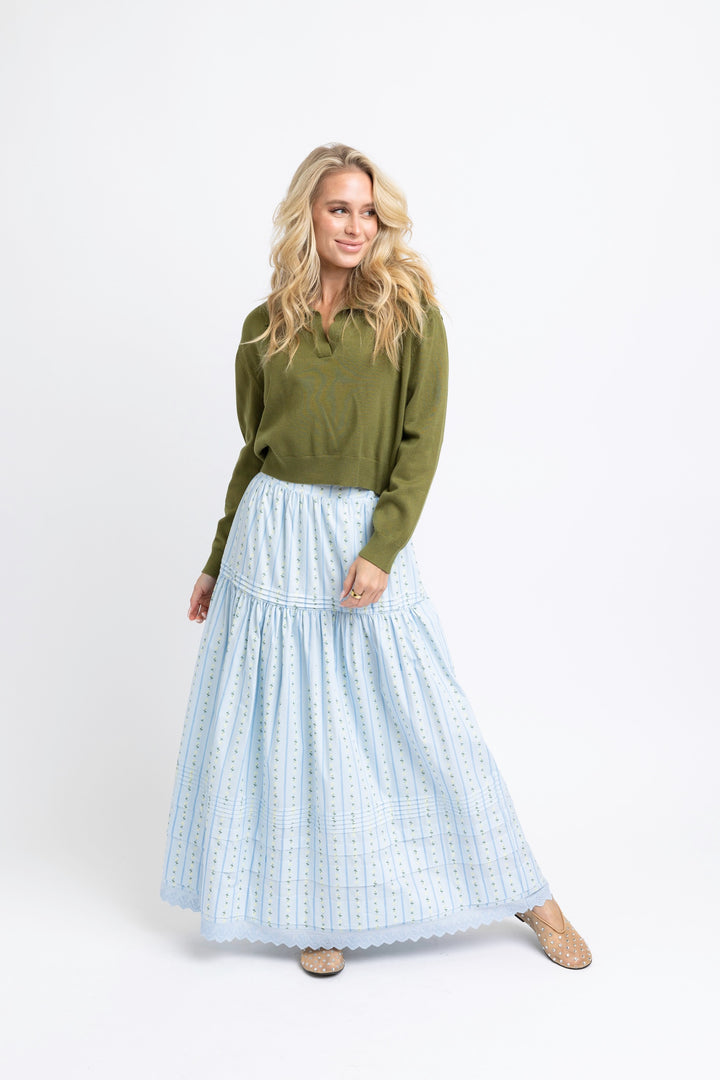 Floral Stripes Maxi Skirt