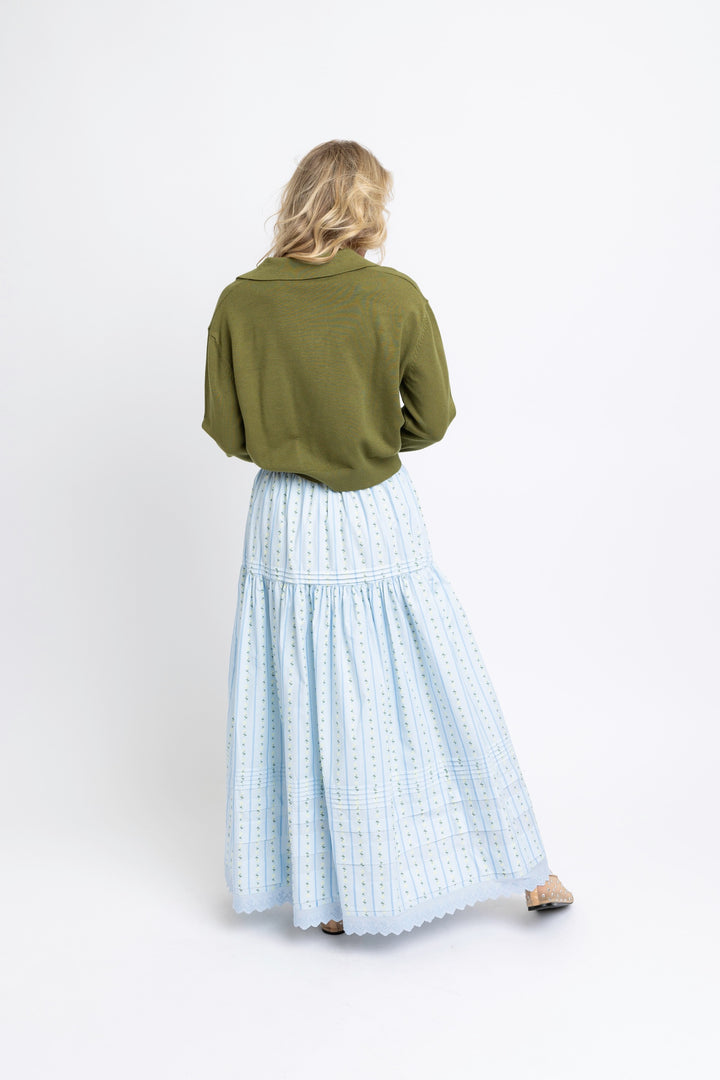 Floral Stripes Maxi Skirt