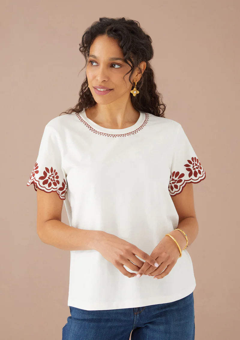 Ivory Embroidered Classic Tee