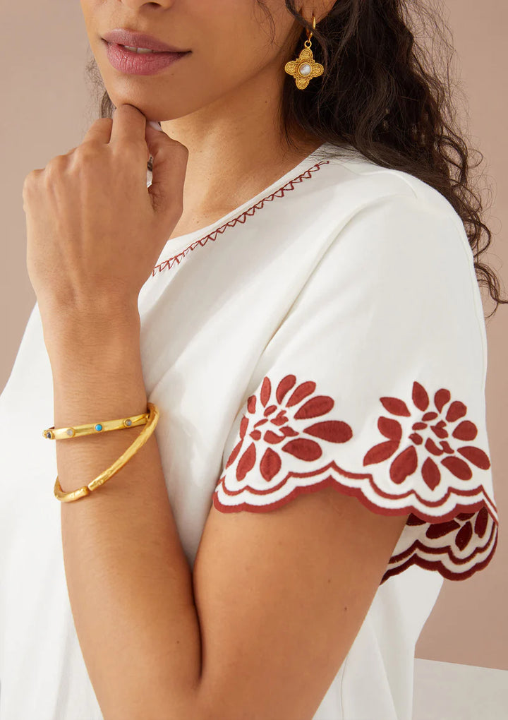Ivory Embroidered Classic Tee