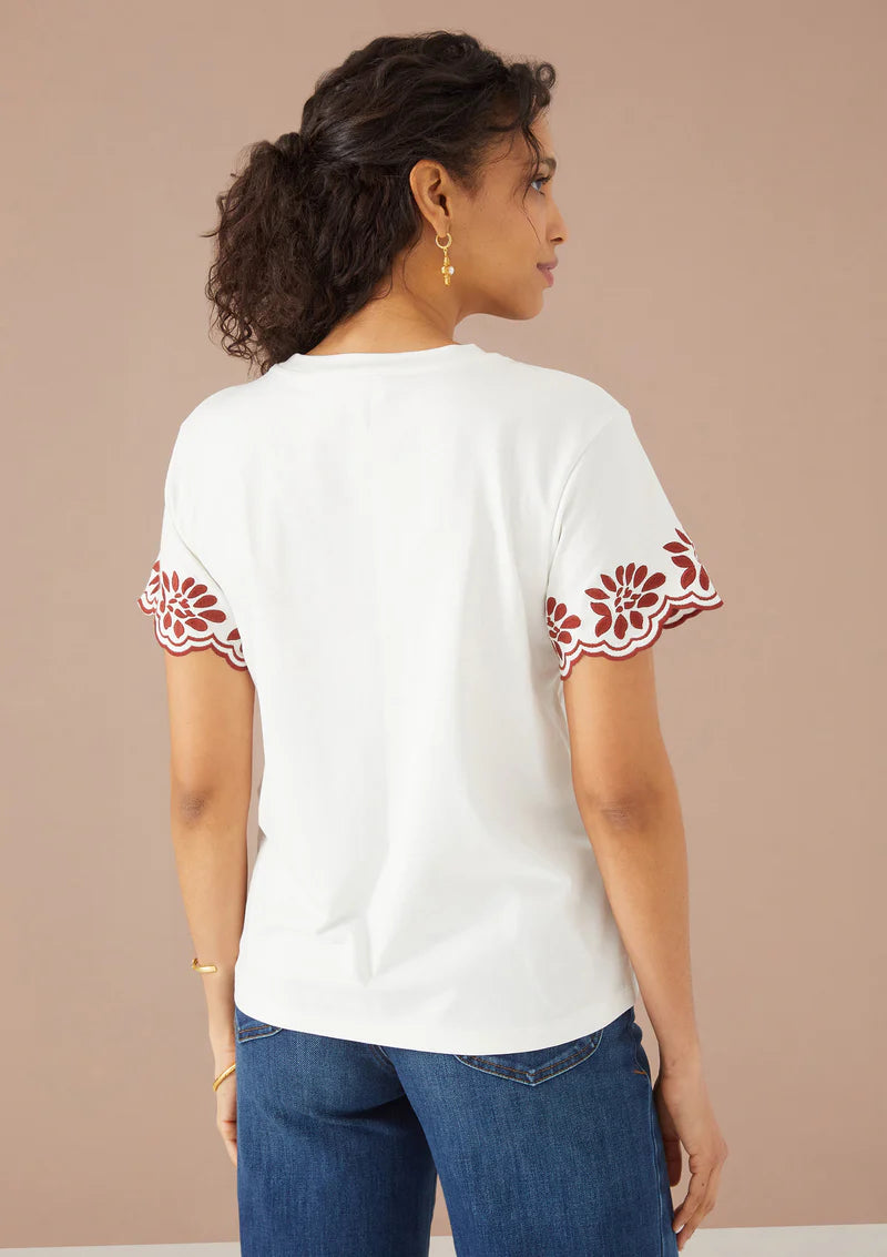 Ivory Embroidered Classic Tee