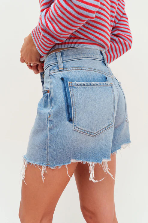 Crossroads Mid Rise Loose Shorts in Pulse - Daze Denim