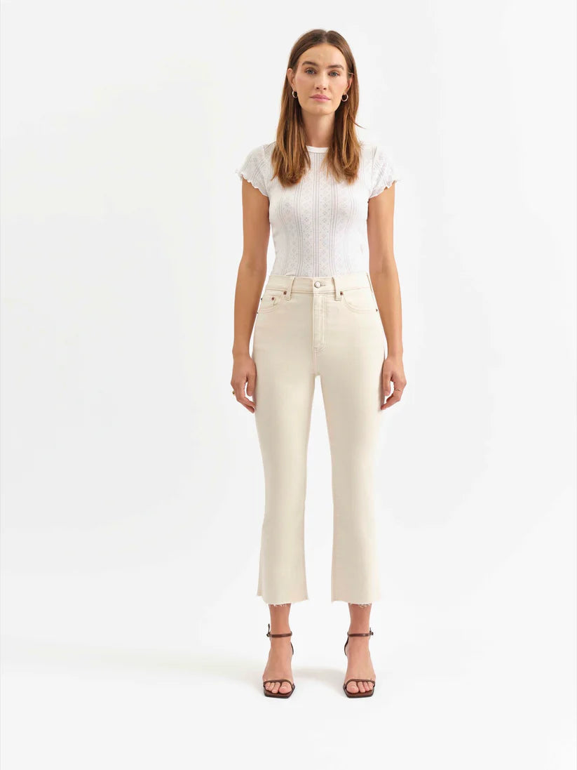 Shy Girl High Rise Crop Flare in Raw Cut - Daze Denim