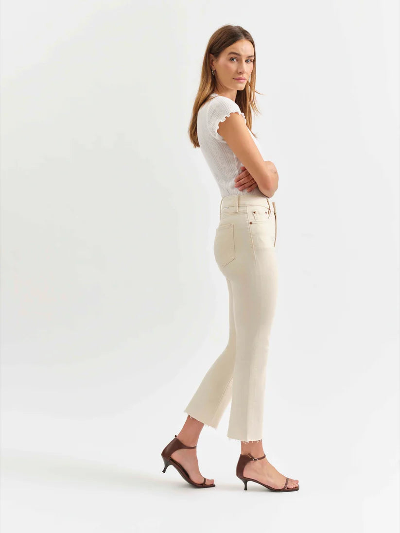 Shy Girl High Rise Crop Flare in Raw Cut - Daze Denim