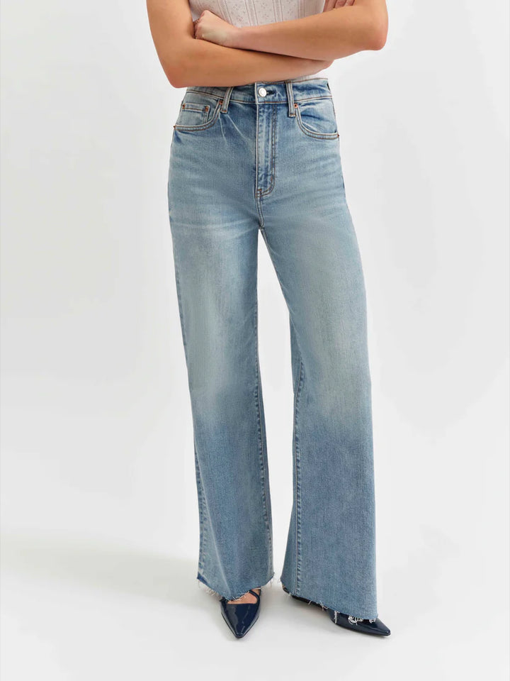 Far Out High Rise Wide Leg in Fools Gold - Daze Denim