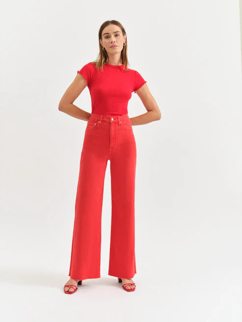 Far Out High Rise Wide Leg in Cherry - Daze Denim