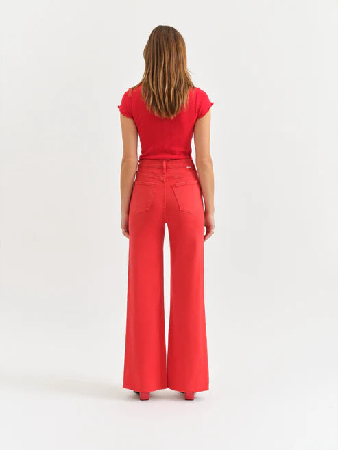 Far Out High Rise Wide Leg in Cherry - Daze Denim