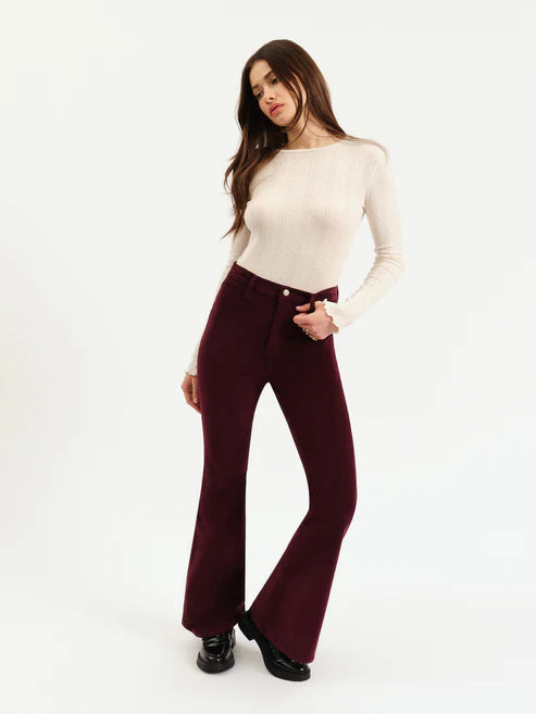 Sunset Flare High Rise in Fig Cord - Daze Denim