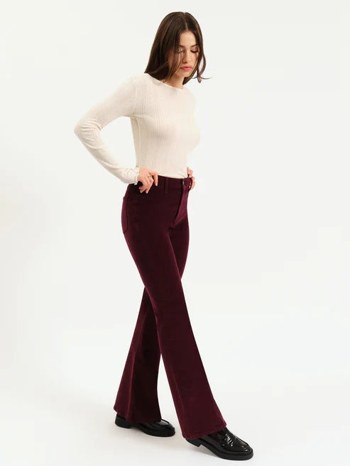 Sunset Flare High Rise in Fig Cord - Daze Denim