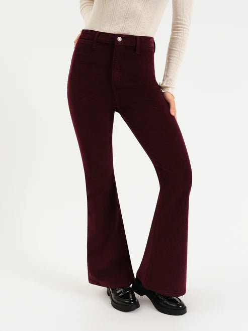 Sunset Flare High Rise in Fig Cord - Daze Denim
