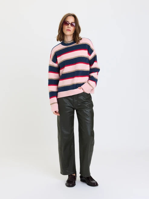Carlyle Everyday Crewneck Sweater in Coral Stripe