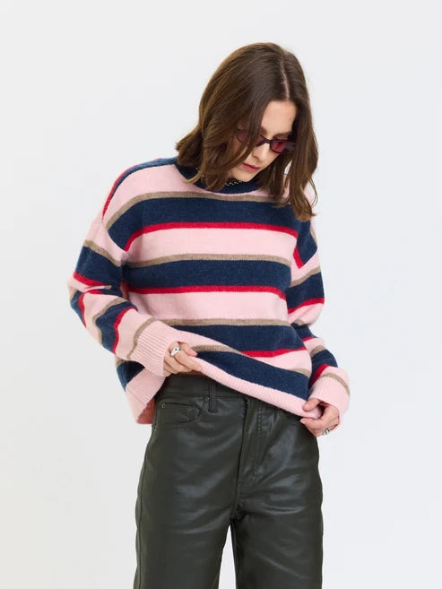 Carlyle Everyday Crewneck Sweater in Coral Stripe