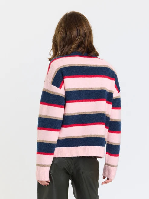 Carlyle Everyday Crewneck Sweater in Coral Stripe