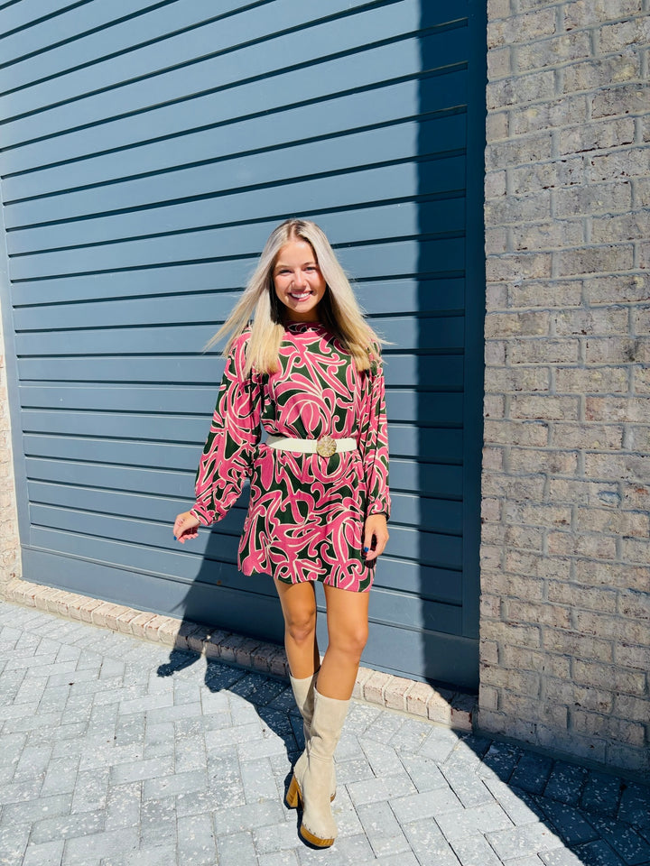 Pasture Print Long Sleeve Dress