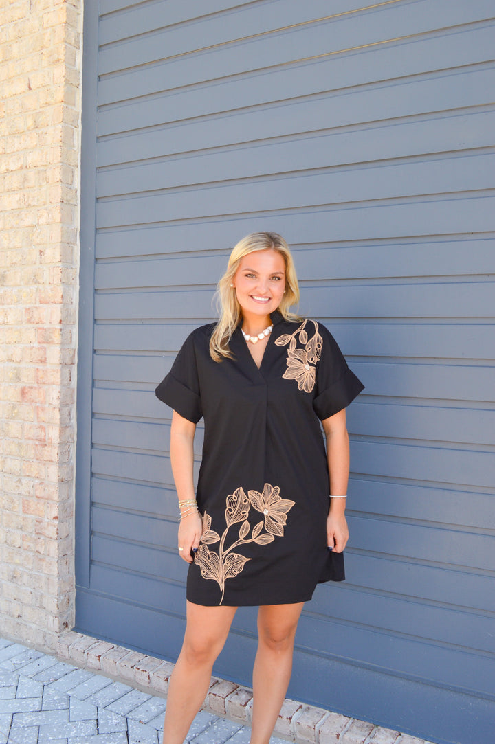 Black Embroidered Dress