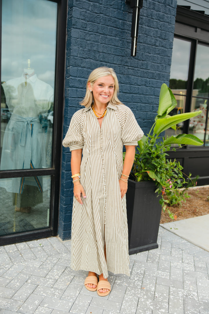 Brown Striped Maxi Dress