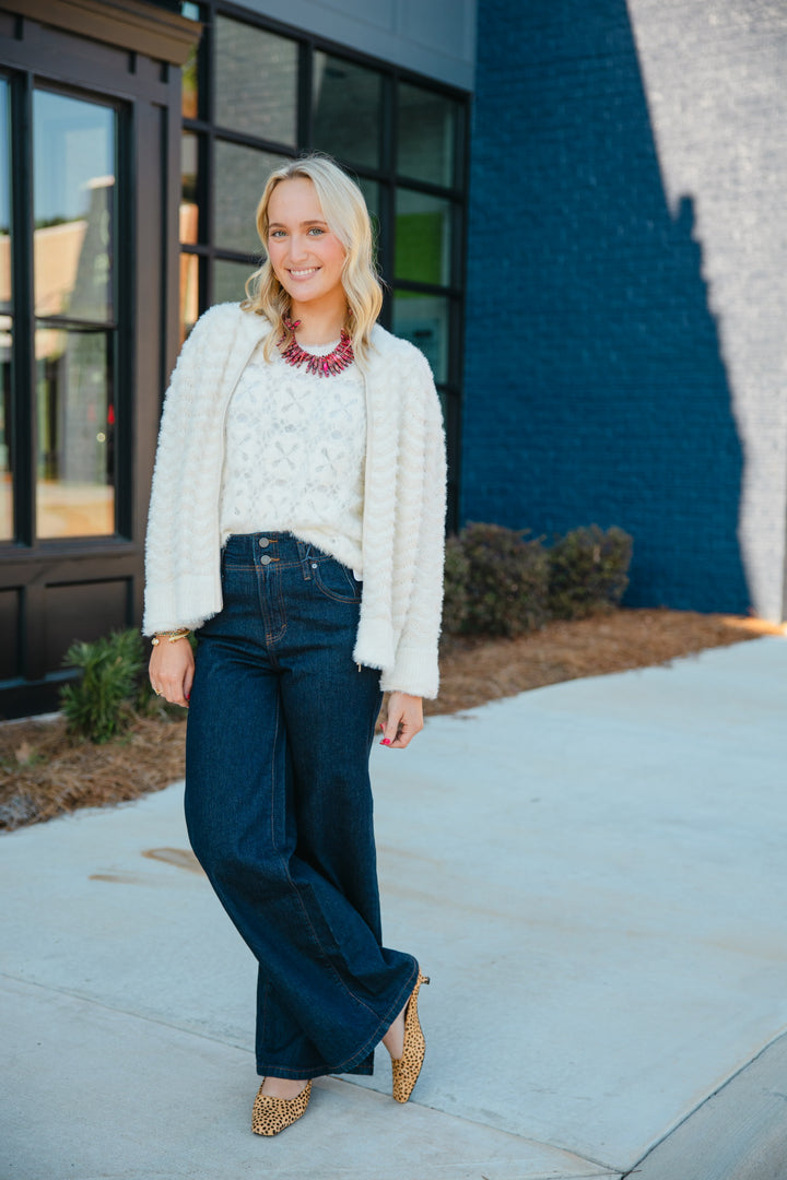 Faux Fur Knit Bomber Jacket