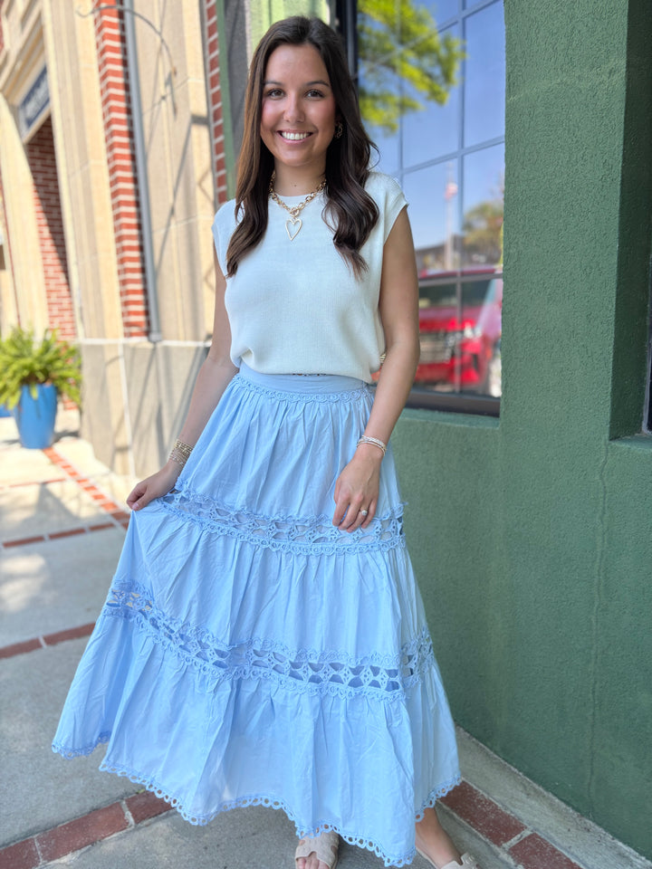 Powder Blue Maxi Skirt