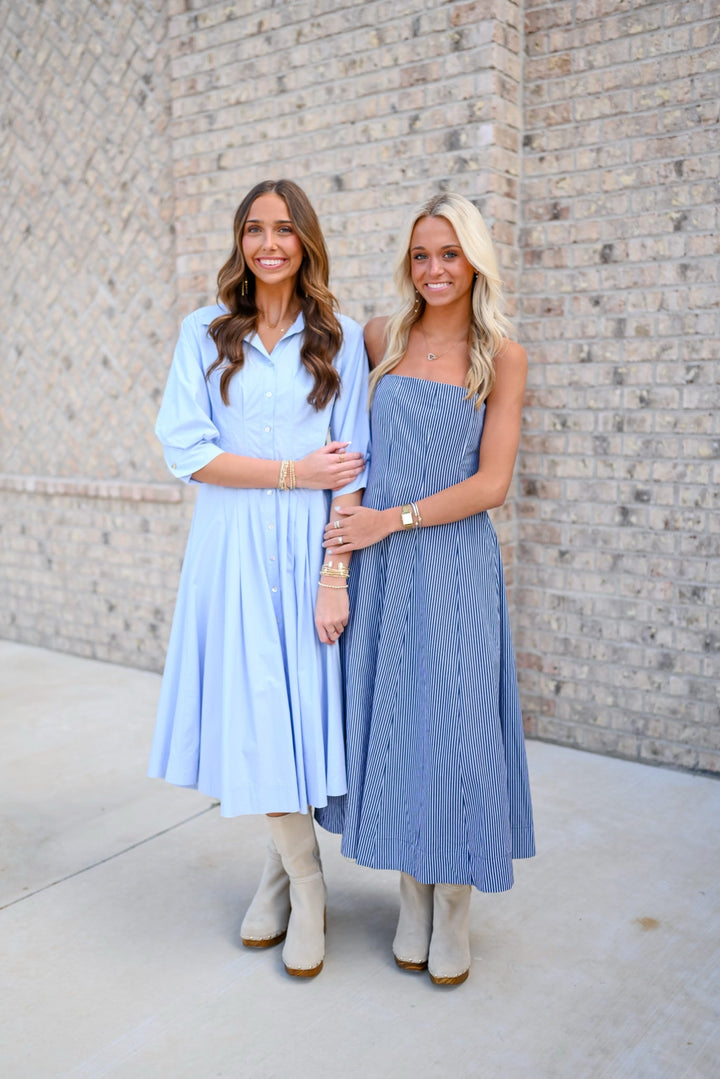 Striped Panel Midi Dress