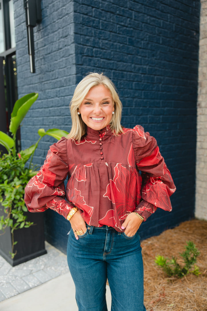 Burgundy Long Sleeve Top