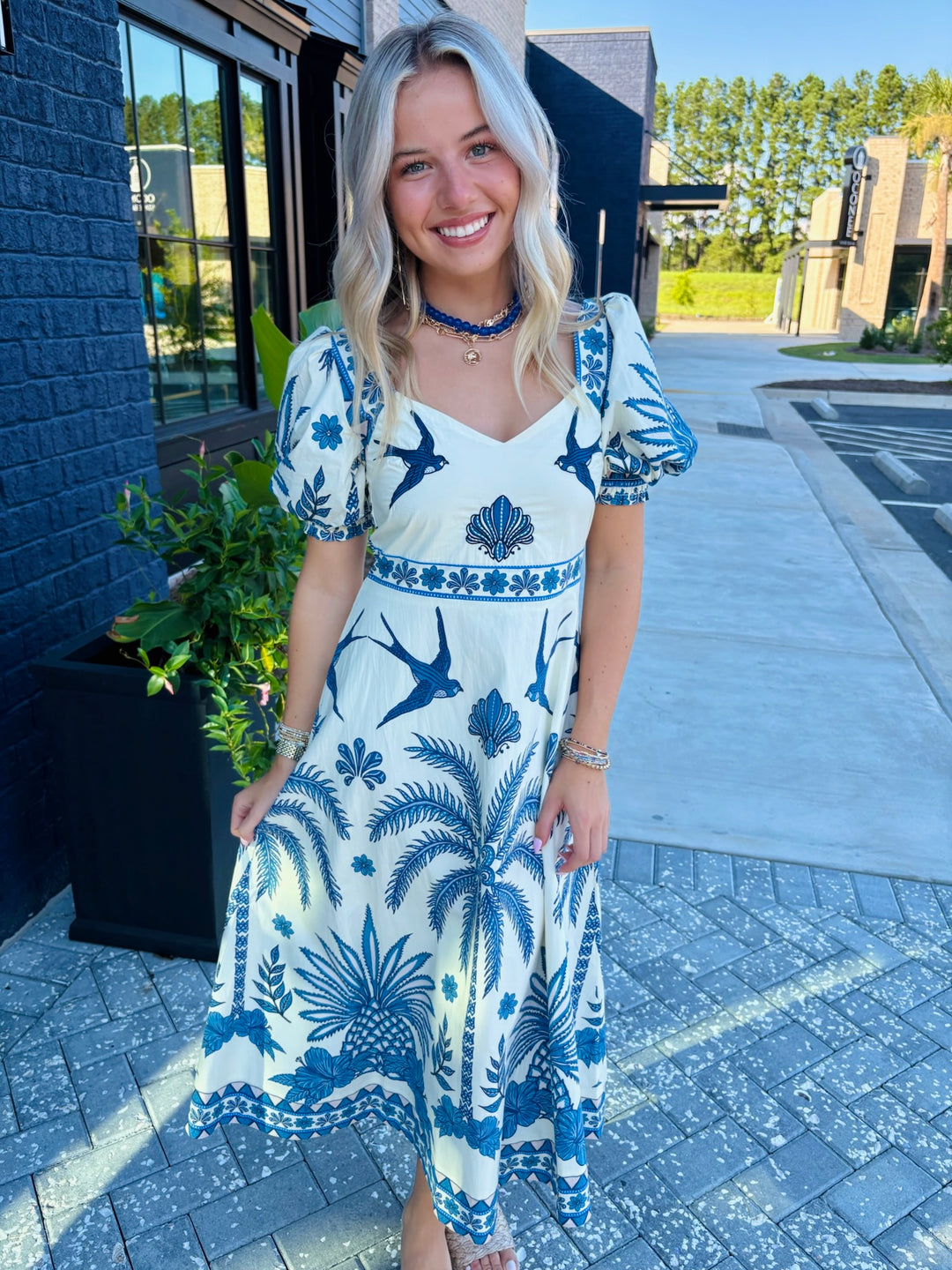 blue bird dress shop Blue bird illustration sleeveless dress remulia