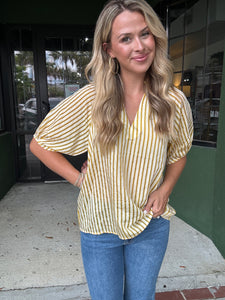 Puff Sleeve Striped Top