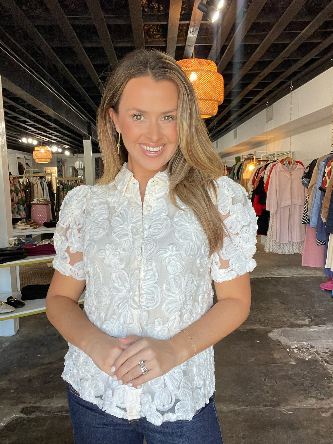 Ivory Floral Blouse