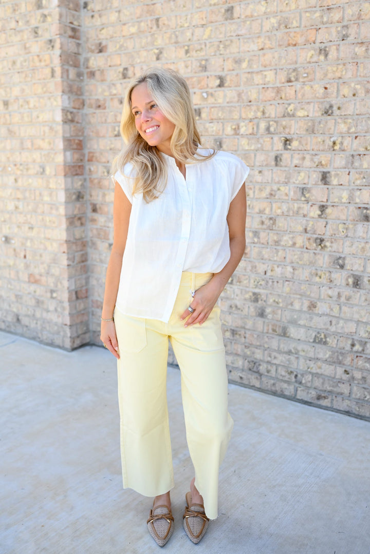 Cap Sleeve Button Down Top