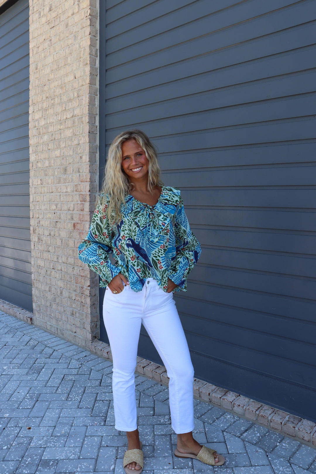 Paradise Puff Sleeve Printed Blouse