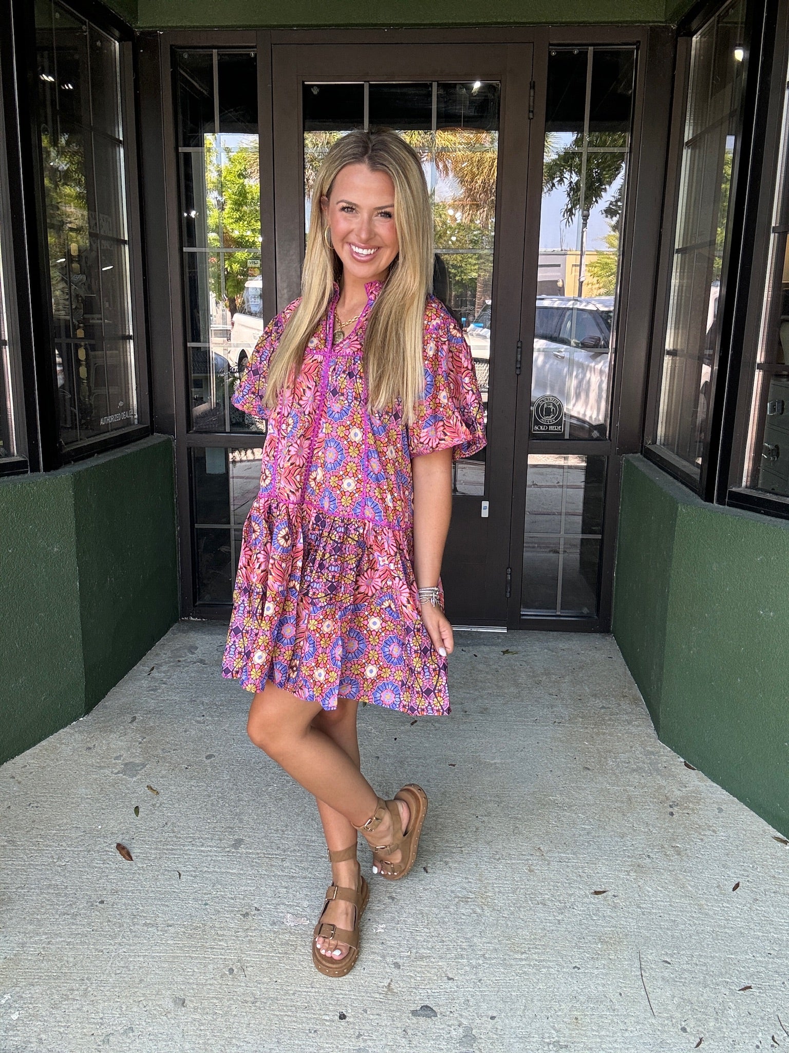 Brushed Floral Mini Dress