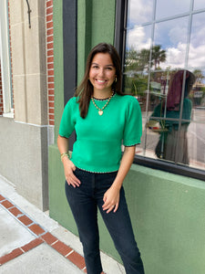 Green Knit Sweater Top