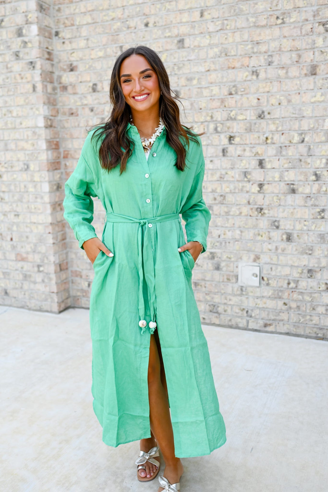Solid Maxi Shirt Dress