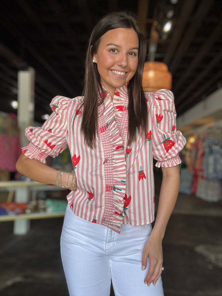 Stripe Ruffle Poppy Top