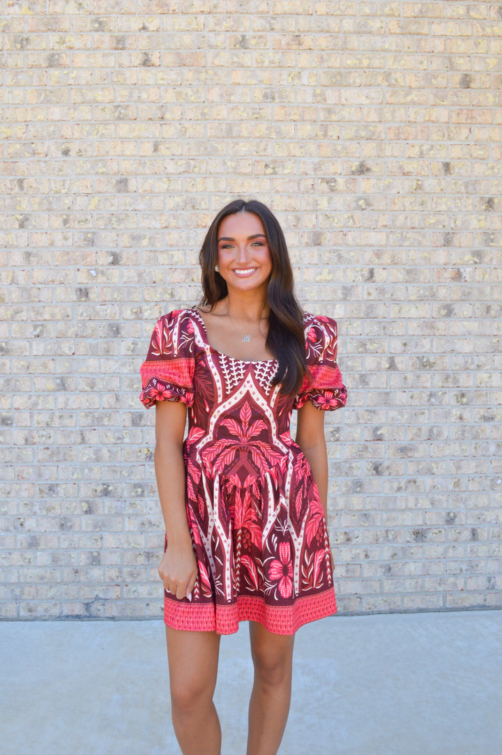 Hattie Mini Dress in Temple Bloom