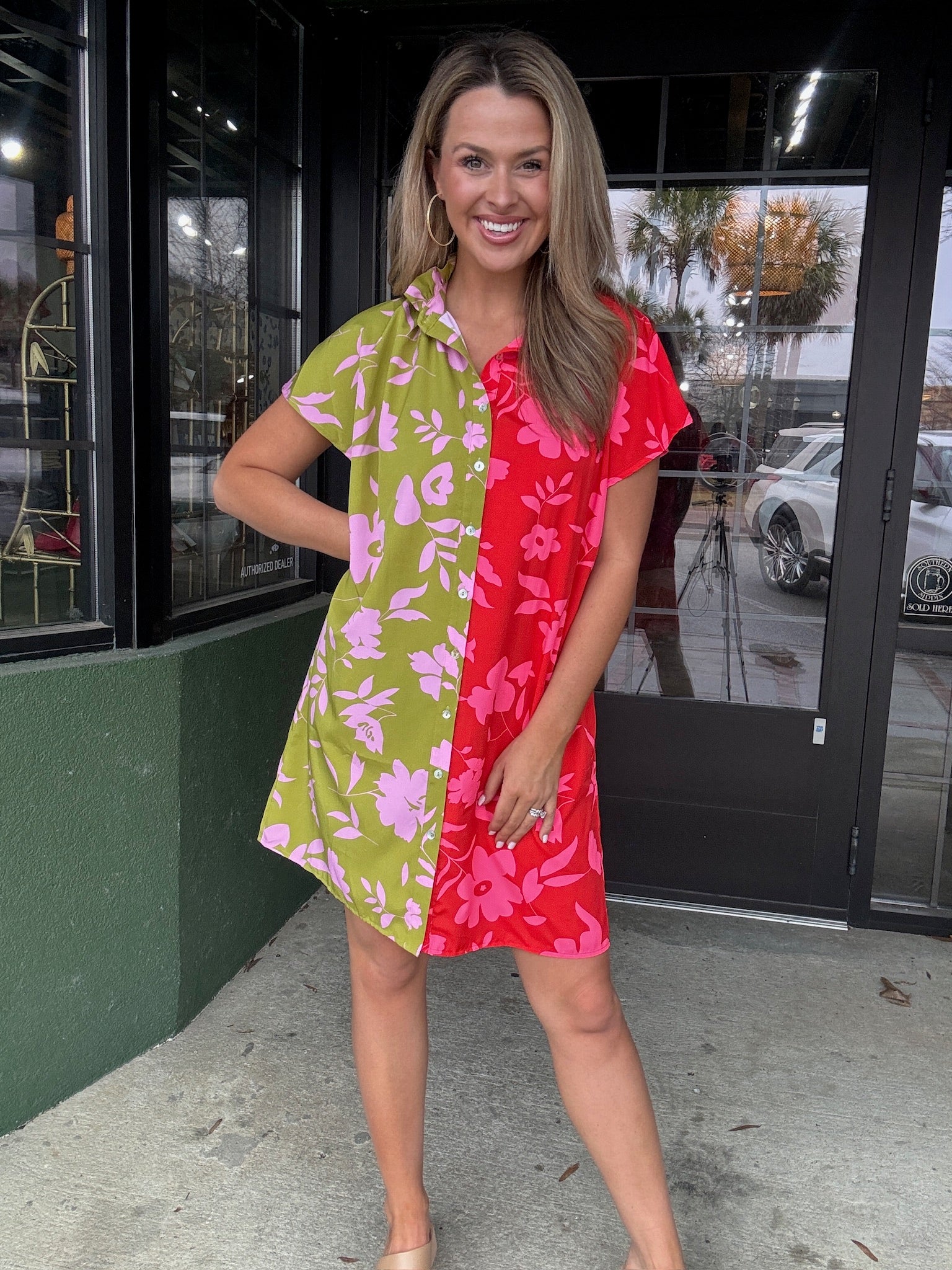 Colorblock Floral Dress